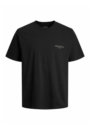 Black short-sleeve crew neck t-shirt with small "ORIGINALS Copenhagen" text on the left chest.