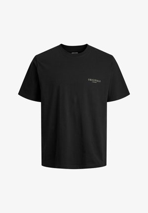 Black short-sleeve crew neck t-shirt with small "ORIGINALS Copenhagen" text on the left chest.