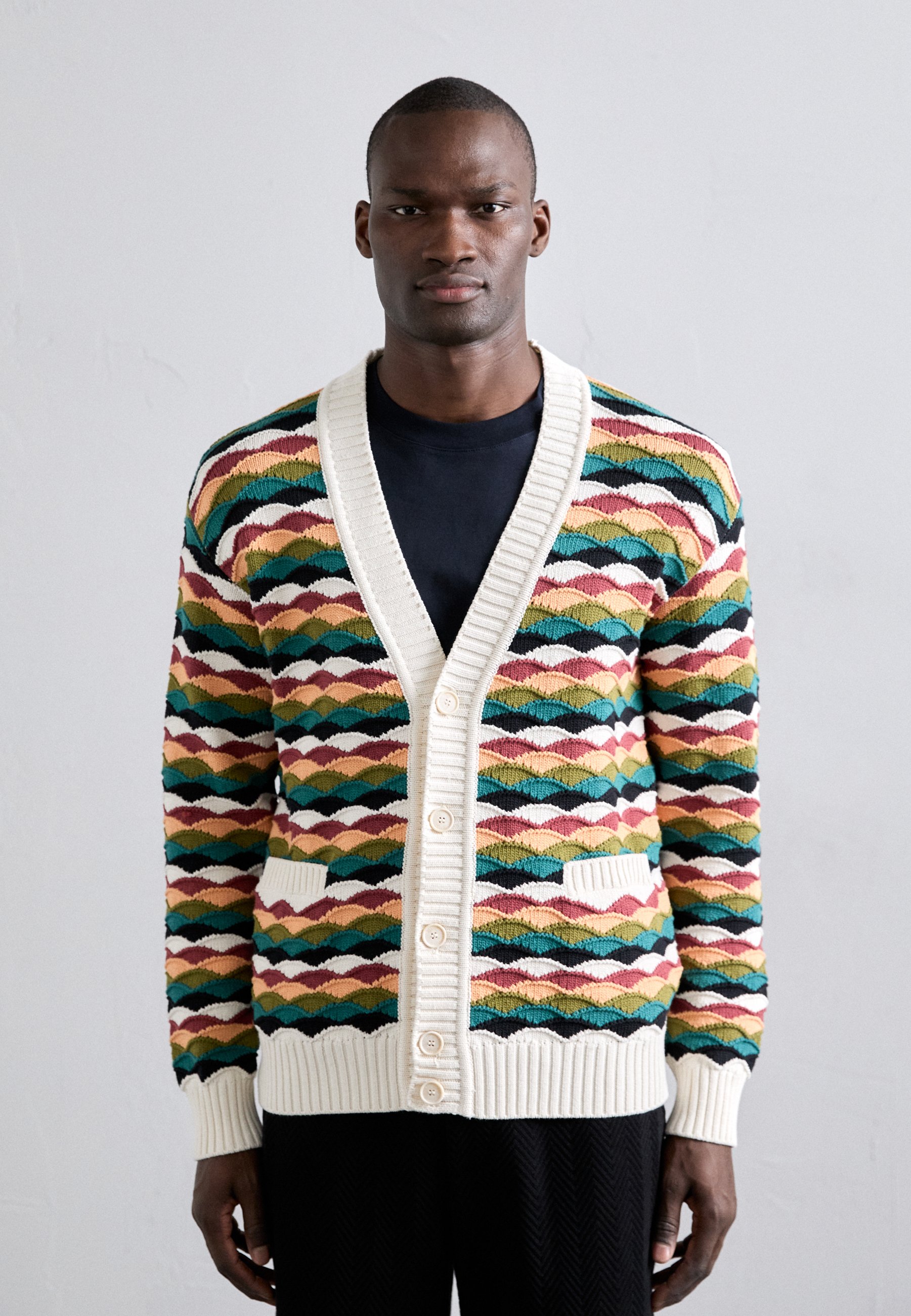 Missoni BUTTONED CARDIGAN - Gilet - white/orange/blanc - ZALANDO