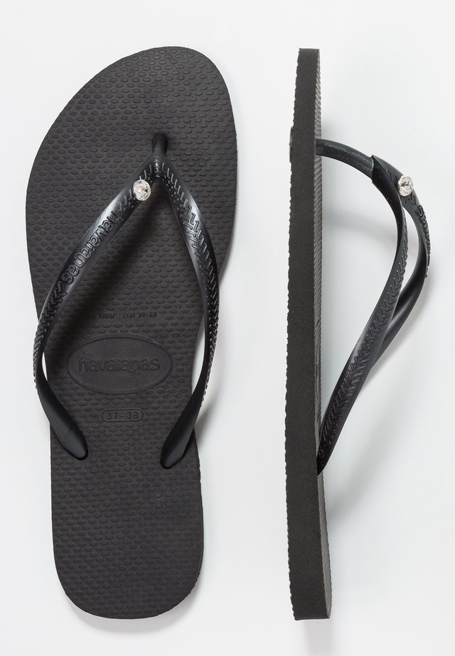 SLIM FIT CRYSTAL GLAMOUR - Teenslippers - black