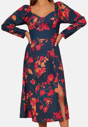 LONG SLEEVE FLORAL MIDI - Day dress - dark blue