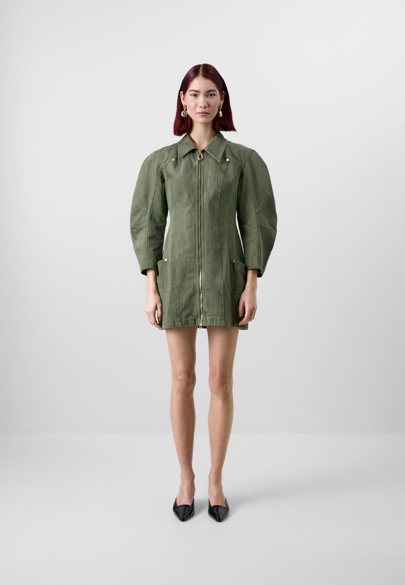 GAP GAP X CULT GAIA DOUBLE ZIP MINI DRESS - Obleka iz džinsa - olive night