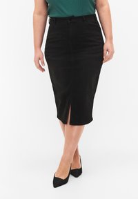 Zizzi - WITH SLITS - Pencil skirt - black Miniaturebillede 1