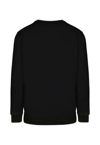 Langærmet sort sweatshirt med rund halsudskæring, med ribbede mansjetter og kant. Designet er ensfarvet uden yderligere mønstre eller detaljer.