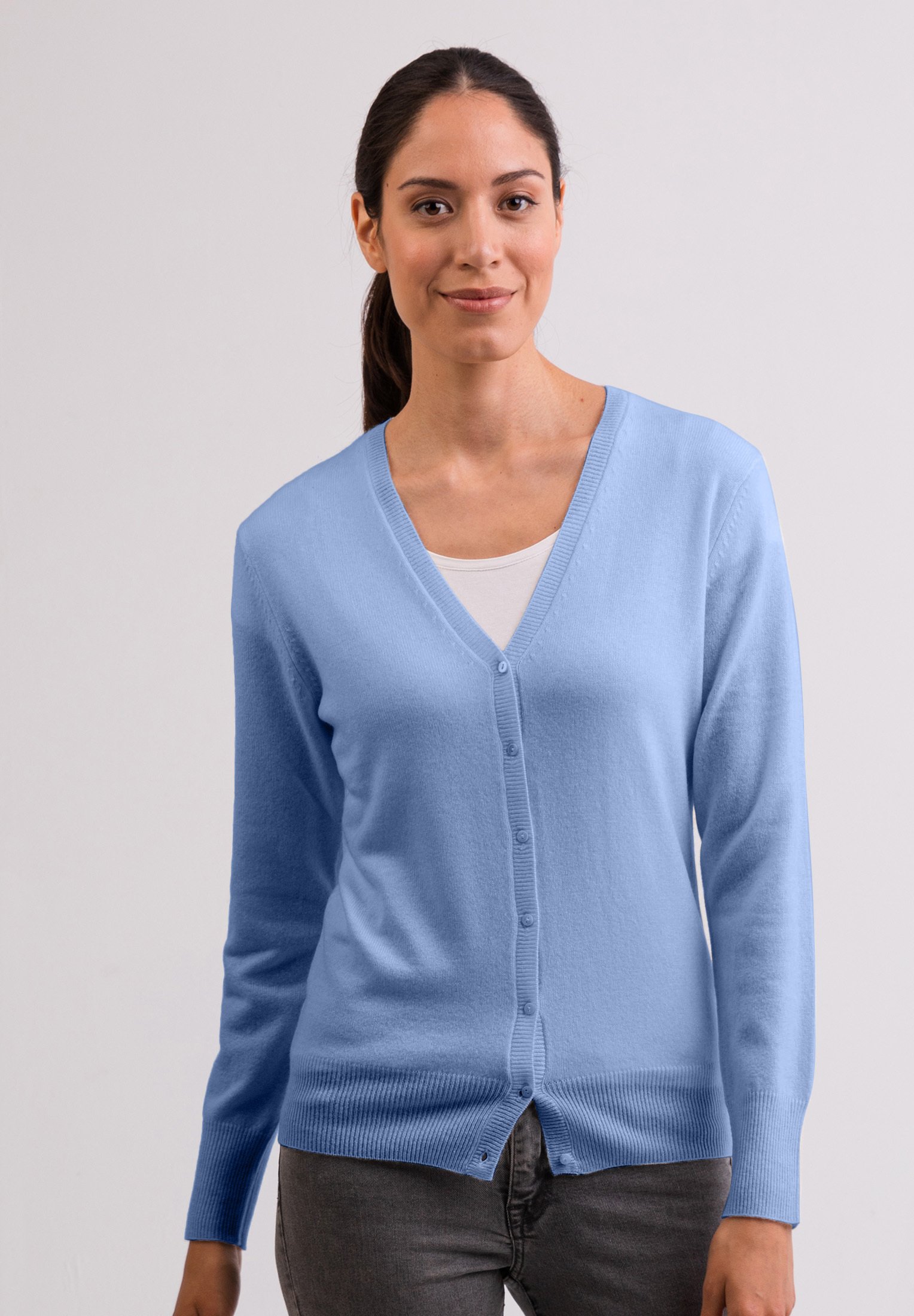 light blue v neck cardigan