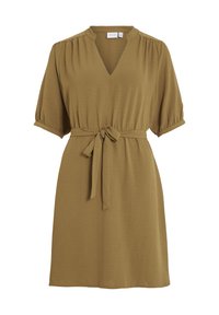 VISERENA 2/4 V NECK SHORT DRESS - Day dress - gothic olive