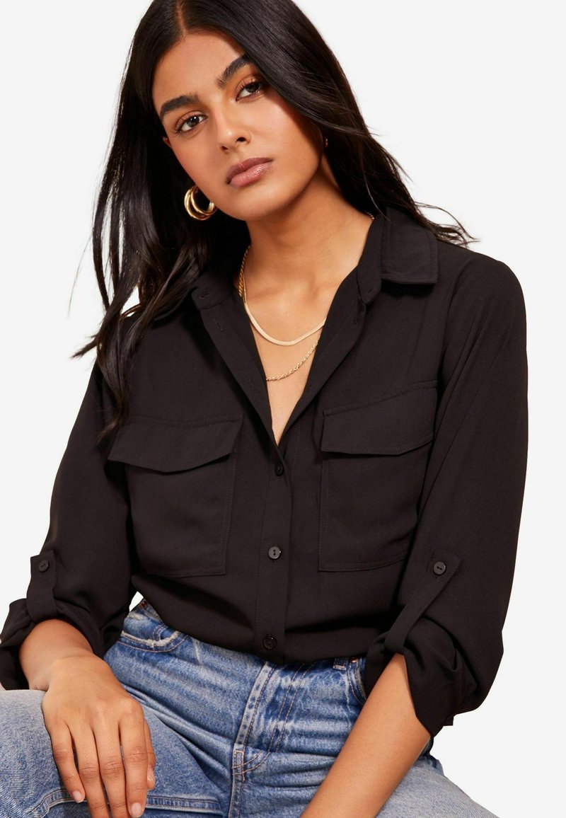Friends Like These LONG SLEEVE UTILITY STYLE - REGULAR FIT - Nööpidega pluus - black