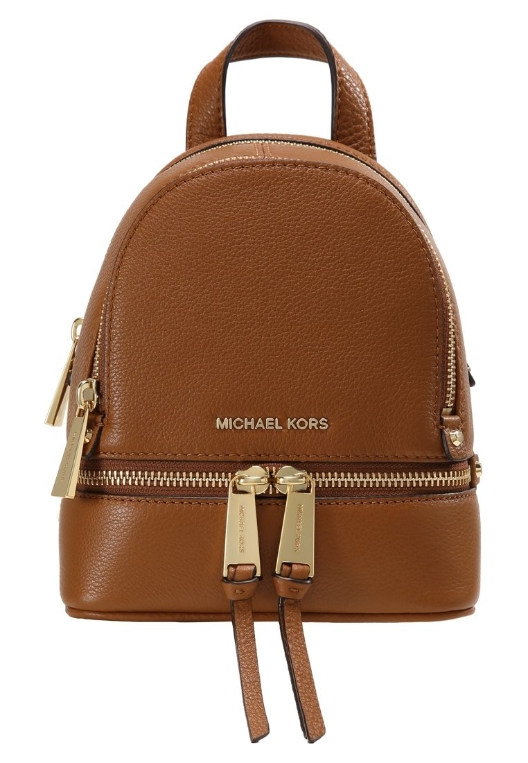 Michael Kors Cognac Leather Mini Backpack with Gold Hardware Michael Kors Small Abbey Brown Leather Gold Studded Backpack  main image 4