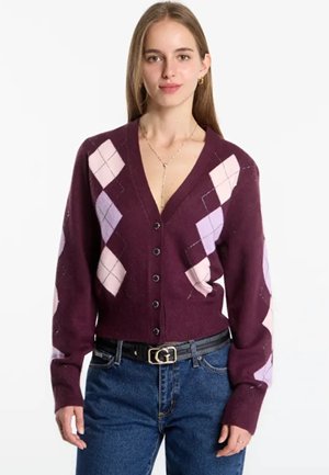 Guess, LS VN GRACIE ARGYLE CARDI SWTR - Gilet - burgundy argyle