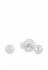Ohrringe aus Sterlingsilber mit kugelförmigem Stein und polierter Oberfläche; ausgestattet mit einer Schmetterlingsverschluss-Rückseite. Jeder Ball hat einen Durchmesser von ca. 6 mm.