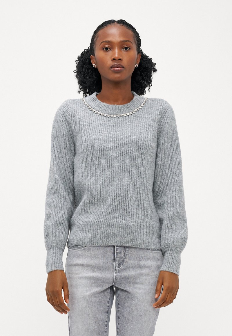 ONLY Petite ONLGAIDA LIFE O NECK - Pulover - medium grey melange