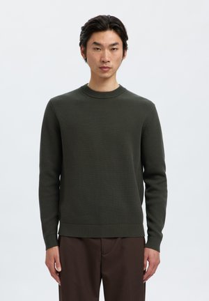 Selected, SLHDANE STRUCTURE CREW NECK - Svetr - deep forest
