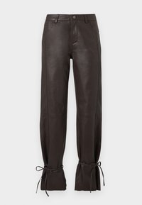 BELLA - Pantalon en cuir - deep brown