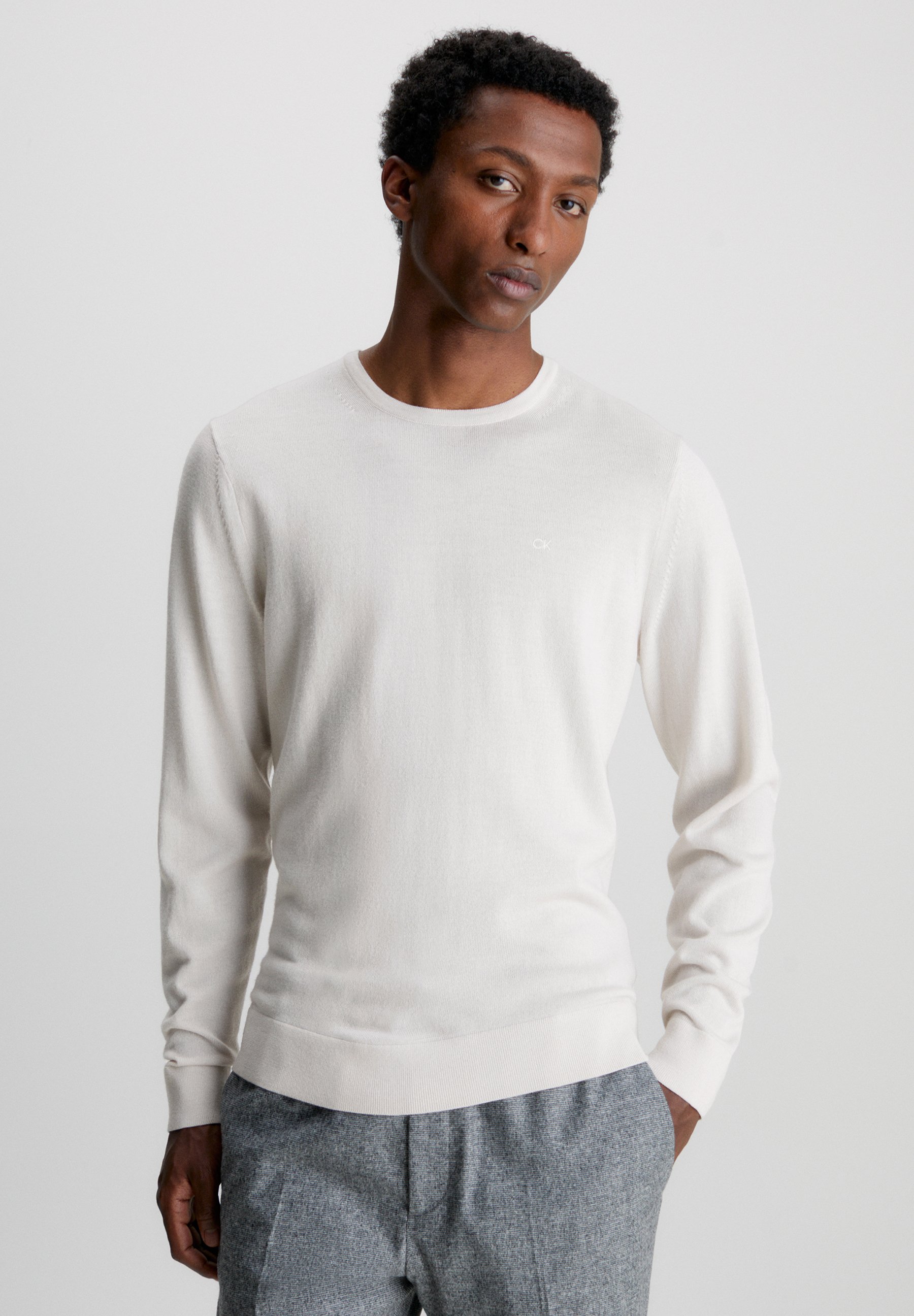 Calvin Klein CREW NECK Jersey de punto stony beige/beige