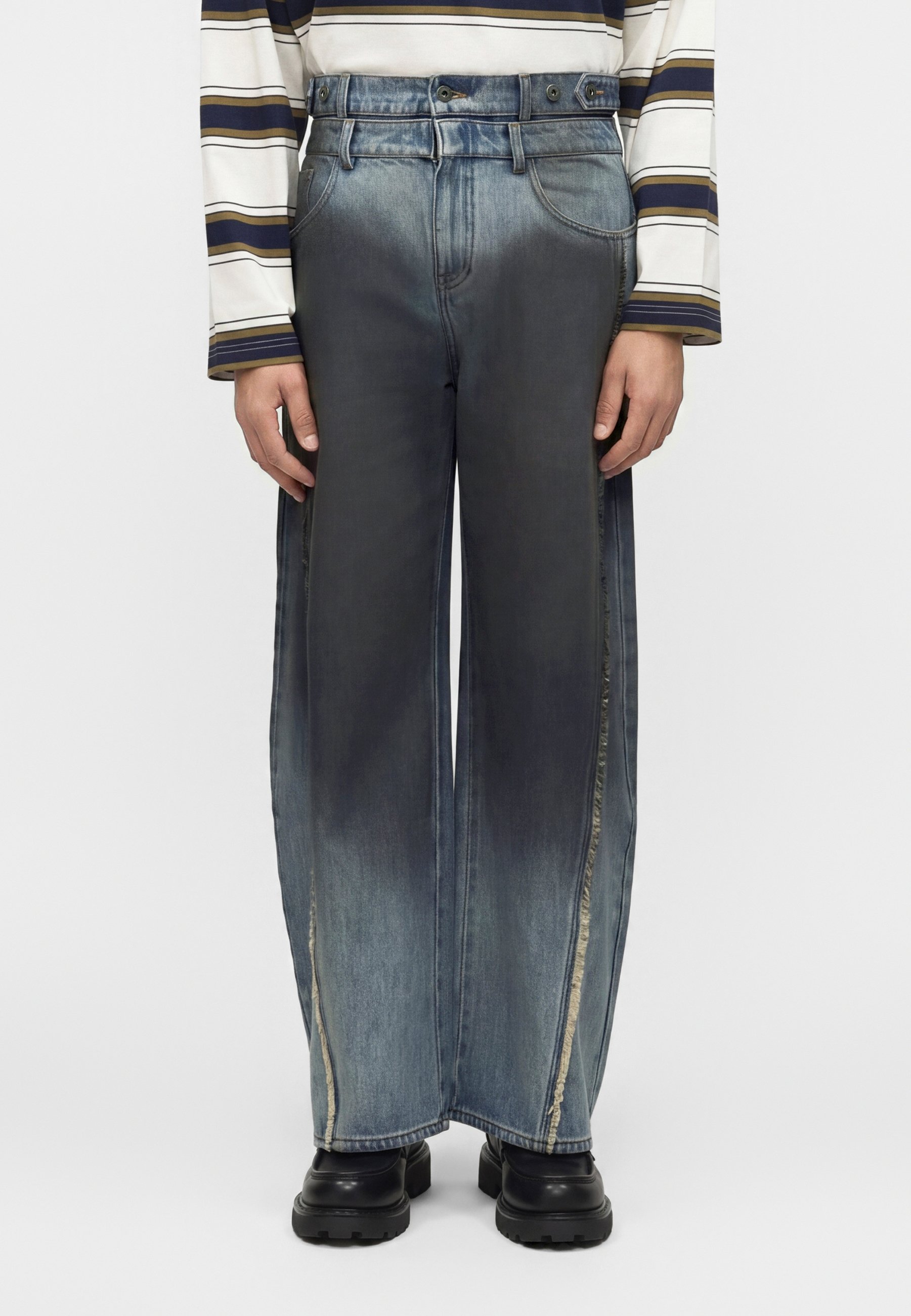Feng Chen Wang DOUBLE WAIST GRADIENT TROUSERS - Relaxed fit jeans