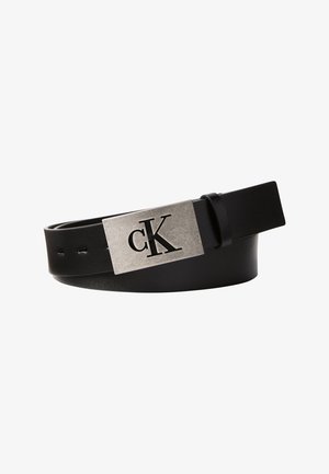 Calvin Klein, PLAQUE - Riem - black/antique silver-coloured