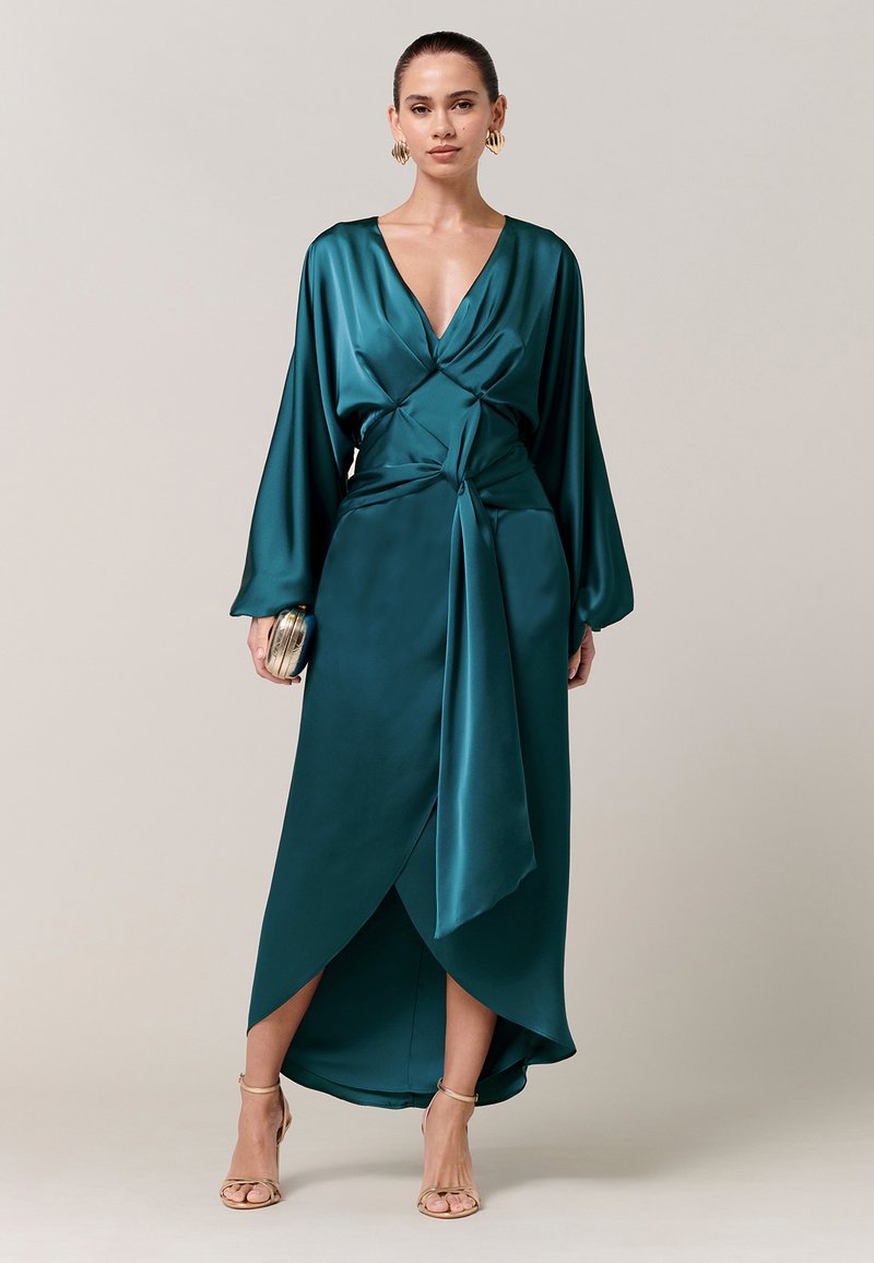 sachin and babi light blue dress Haute Stuff Satin Wrap Dress  Impressions Online Boutique