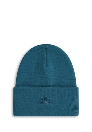 Petrolblauer Strick-Beanie mit umgeschlagenem Bündchen und dezent besticktem O'Neill-Logo vorne in der Mitte.