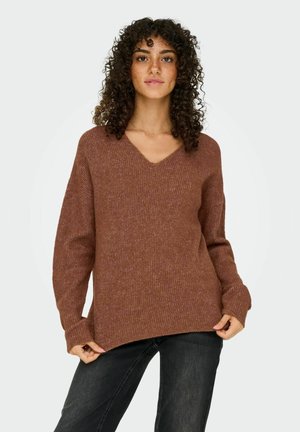 ONLCAMILLA V-NECK LS  - Džemperis - tobacco brown