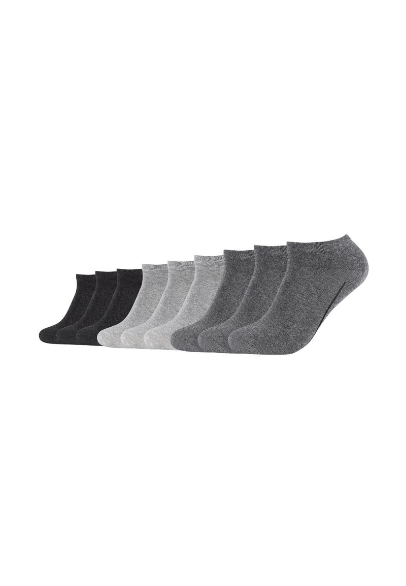 Pack mit zehn Knöchelsocken in verschiedenen Schwarz- und Grautönen, aus einem strukturierten Strickmaterial, mit einem kurzen Bündchen-Design.