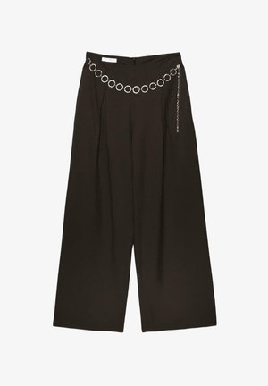 Stradivarius, DARTED TROUSERS WITH CHAIN DETAIL - Pantalon classique - mottled brown