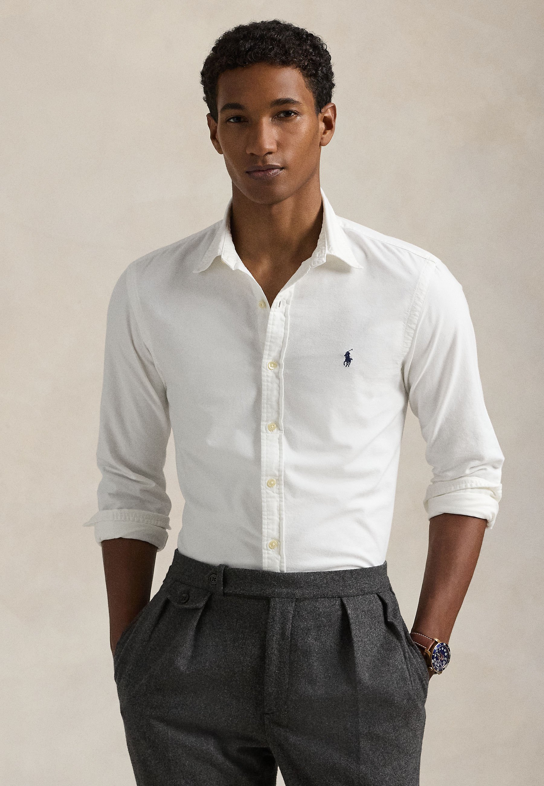 Polo Ralph Lauren SLIM FIT OXFORD SHIRT - Cămașă - white/alb
