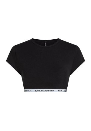 KARL LAGERFELD, KARL LAGERFELD UNDERWEAR TOP LOGO BAND CROP - Pizsama felső - black