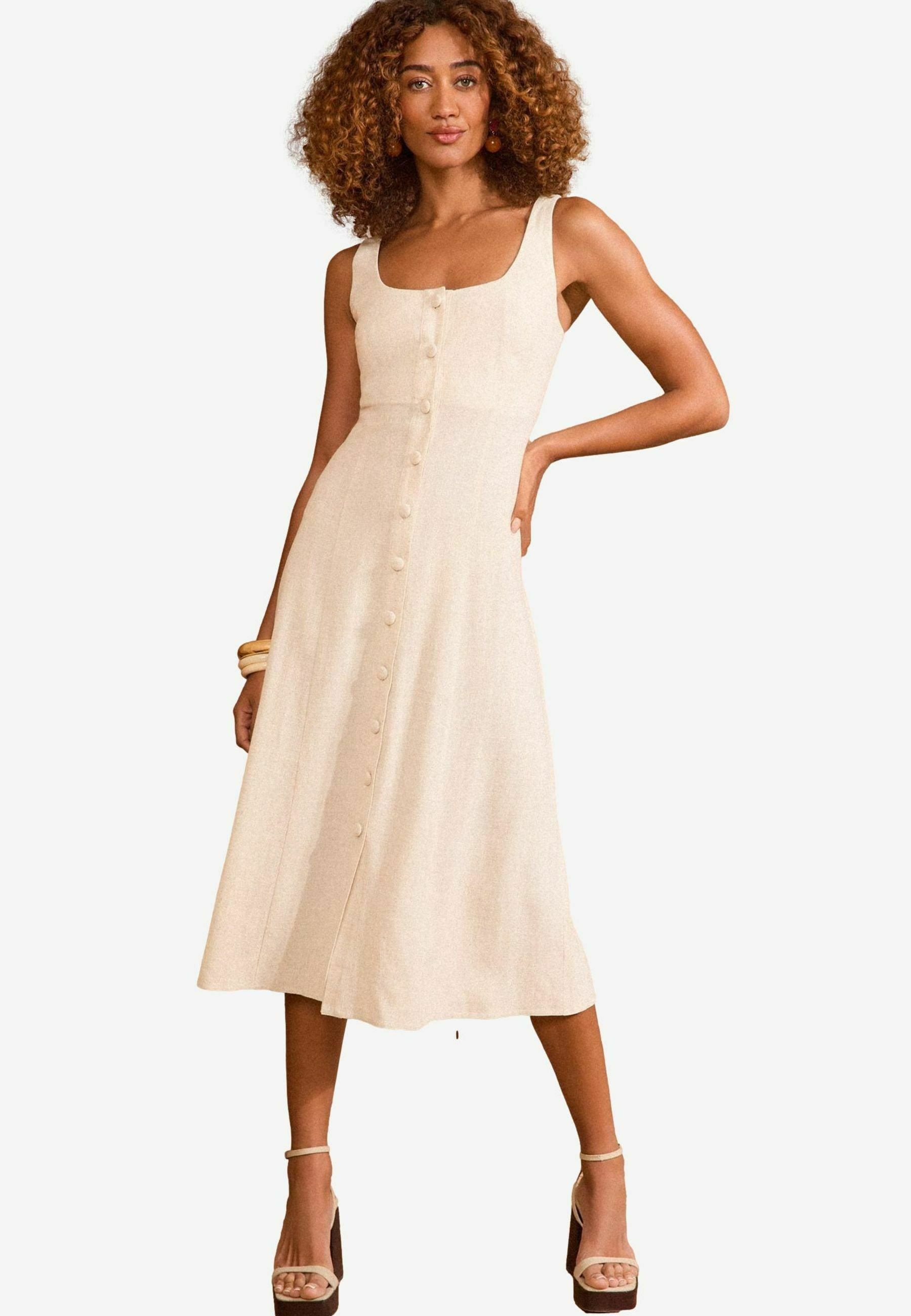 Love Roses REGULAR FIT WITH TAILORED BUTTON THROUGH MIDI