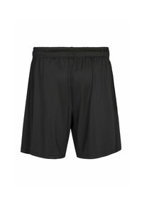 Shorts noirs à coupe ample avec ceinture élastique, vus de dos sur fond blanc.
