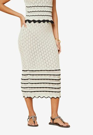RUFFLE MIDI - Ceruzaszoknya - black white mono