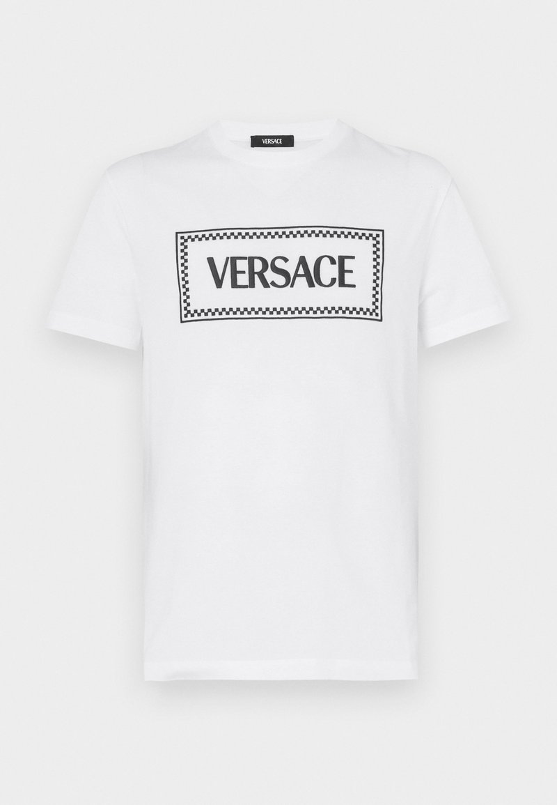 Versace COMPACT LABEL LOGO - T-Shirt print - optical white/offwhite ...