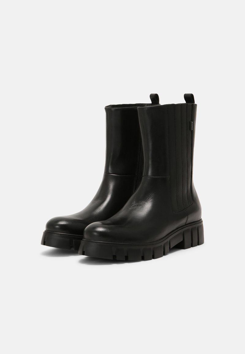 STIEFELETTEN AUS LEDER MIT ELASTIKEINSATZ Schwarz NEU STIEFELETTEN AUS LEDER MIT ELASTIKEINSATZ Schwarz NEU