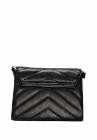 Borsa a tracolla in pelle nera con motivo a zig zag, chiusura a patta e hardware dorato. Dotata di una tracolla rimovibile.