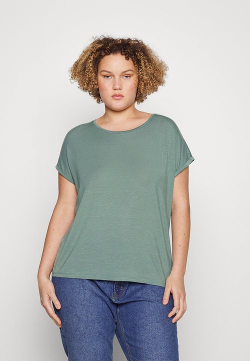 VERO MODA Vmaya SS V-Neck VMA Noos Curve – T-Shirt Con Scollo A V, Maniche A Risvolto, Per Donna Curvy
