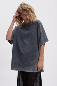 Gestuz - JIO OVERSIZE TEE - Basic T-shirt - dark grey washed Thumbnail Image 1