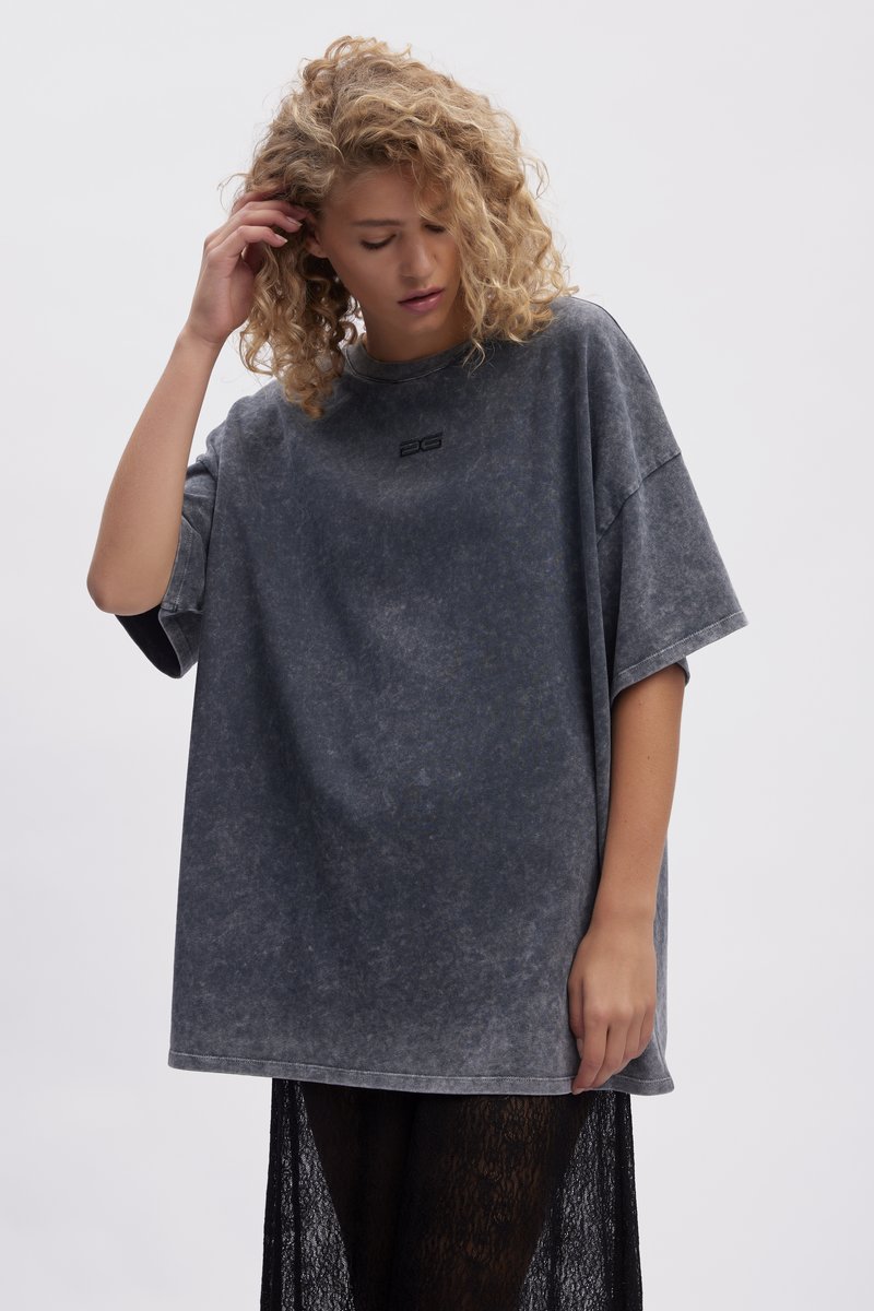 Gestuz - JIO OVERSIZE TEE - Basic T-shirt - dark grey washed, Enlarge