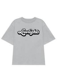 Γκρι βαμβακερό μπλουζάκι κοντομάνικο, με κεντητό κείμενο σε άσπρο και μαύρο "Lowlights" στο στήθος. Απλός σχεδιασμός και άνετη εφαρμογή.