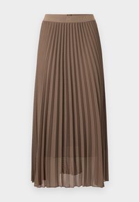 Καφέ midi πλισέ φούστα με ελαστική μέση που φέρει διακριτικό κείμενο με λογότυπο.