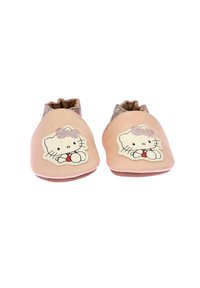 Bottines en cuir rose doux avec un motif Hello Kitty ; dos texturé ; poignet élastiqué pour un ajustement confortable ; semelle en daim antidérapante.