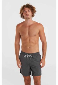Heren zwemshorts in donkergrijs, gemaakt van lichtgewicht stof, met een elastische tailleband met aantrekkoord en zijzakken.