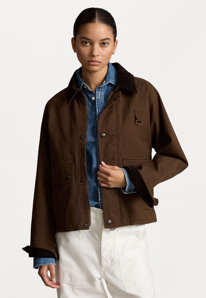 Polo Ralph Lauren CROPPED UTILITY JACKET - Chaqueta fina - court brown