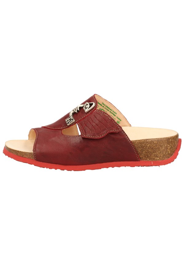 Pantolette flach - rosso/kombi