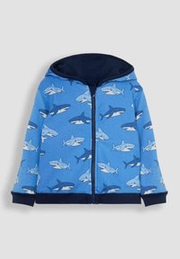 JoJo Maman Bébé HIPPO APPLIQUE REVERSIBLE HOODIE - Kardigán - navy blue shark