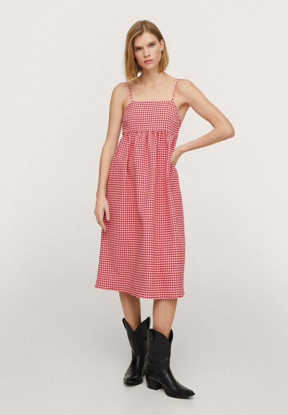 mango red gingham dress