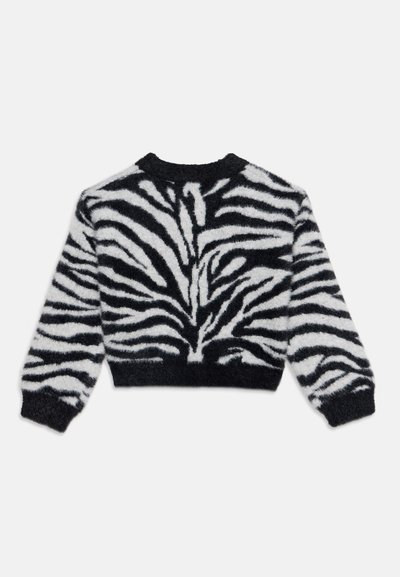 Pull douillet à manches longues avec motif rayures zèbre noir et blanc et bords-côtes aux poignets et à l'ourlet.