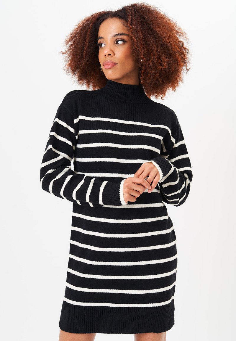 GINI LONDON HIGH NECK STRIPE - Jumper dress - schwarz