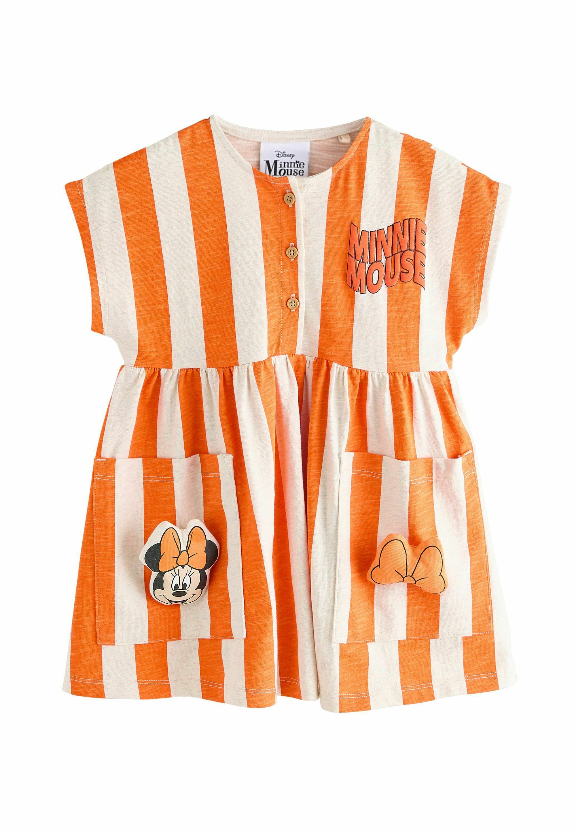 Next REGULAR FIT-SHORT SLEEVE - Jersey dress - minnie mouse orange  stripe/orange - Zalando