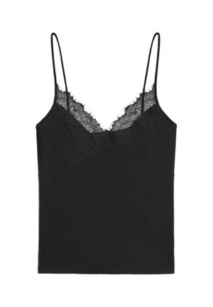 Massimo Dutti, STRAPPY TOP WITH LACE DETAIL - Top - black