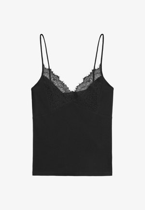 Massimo Dutti, STRAPPY TOP WITH LACE DETAIL - Débardeur - black