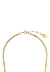 Collana in oro con un design a catena liscia e flessibile e chiusura a moschettone. Presenta una catena di estensione regolabile con etichetta logo.